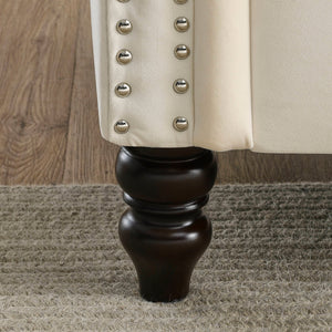 English Elm 3-Seater 3-Seater Elegant Beige Velvet Combination Sofa For Stylish Living Rooms With Plush Comfort & Durability W834S00215