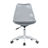 English Elm Smoke Gray Modern Home Office Desk and Chair, Adjustable 360 ° Rotating Chair Engineering Plastic Armless Rotating Computer Chair, Suitable For Living Rooms, Bedrooms, and Offices