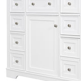 English Elm 36" Bathroom Vanity Without Sink, Cabinet Base Only, One Cabinet and Six Drawers, White