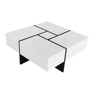 English Elm [new Picture] Square Coffee Table with Hidden Storage and Extendable Sliding Gloss Top WF305182AAK