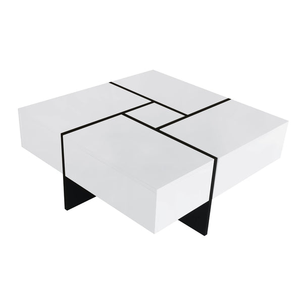 English Elm [new Picture] Square Coffee Table with Hidden Storage and Extendable Sliding Gloss Top WF305182AAK