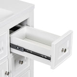 English Elm 36" Bathroom Vanity Without Sink, Cabinet Base Only, One Cabinet and Six Drawers, White