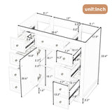 English Elm 36" Bathroom Vanity Without Sink, Cabinet Base Only, One Cabinet and Six Drawers, Green