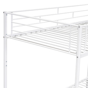 English Elm Twin Over Twin Metal Bunk Bed with Integrated Ladder, Guardrails & Under-Shelf Storage for Kids White MF305475AAK