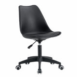 English Elm Modern Family Black Office Chair, Adjustable 360 ° Swivel Chair Engineering Plastic Armless Swivel Computer Chair, Suitable For Living Room, Bedroom, Office, Hotel Dining Room