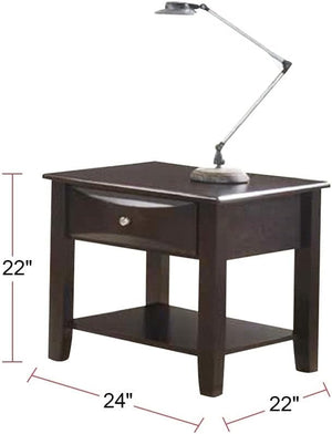 English Elm Simple Contemporary End Table with Walnut Veneer Top and Solid Rubberwood Legs, Square 22" Accent Table Antique Black,Espresso 11 L x 24 W x 27 H HSESF00F6388