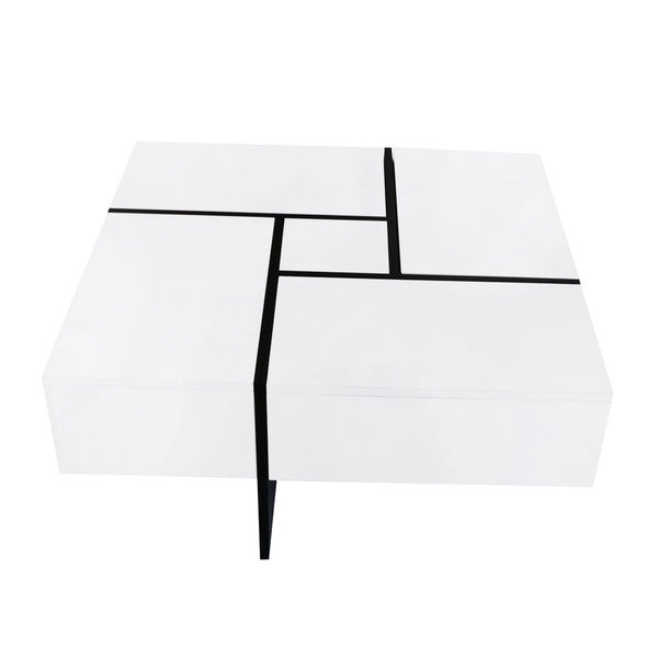 English Elm [new Picture] Square Coffee Table with Hidden Storage and Extendable Sliding Gloss Top WF305182AAK