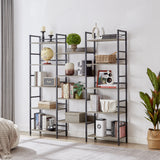 Hearth and Haven Zero Triple Wide 5-shelf Bookshelves with Metal Frame, Grey W1668102869