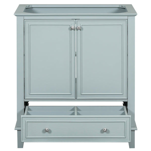 English Elm 30" Bathroom Vanity Base Only Modern Freestanding Cabinet with Doors Drawer Solid Wood MDF Frame, Paint Finish Green WF306250AAC