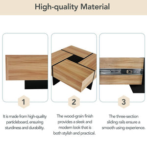 English Elm [new Picture] Square Coffee Table with Hidden Storage and Extendable Sliding Gloss Top WF305182AAD
