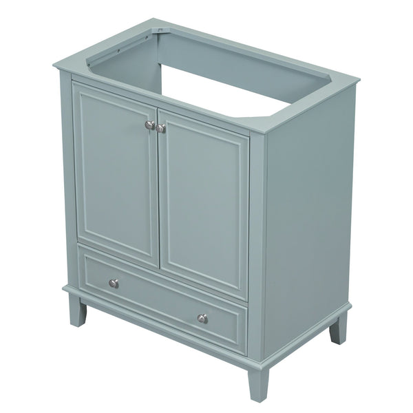 English Elm 30" Bathroom Vanity Base Only Modern Freestanding Cabinet with Doors Drawer Solid Wood MDF Frame, Paint Finish Green WF306250AAC