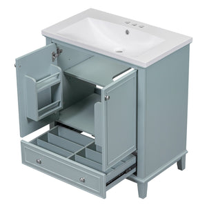 English Elm 30" Stylish Bathroom Vanity With Green Sink Combo, Smart Storage & Durable Design For Modern Homes SY999606AAC-6