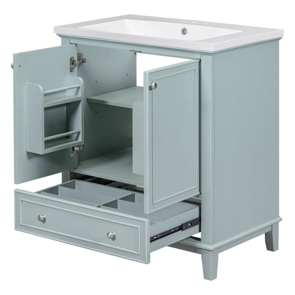 English Elm 30" Stylish Bathroom Vanity With Green Sink Combo, Smart Storage & Durable Design For Modern Homes SY999606AAC-6