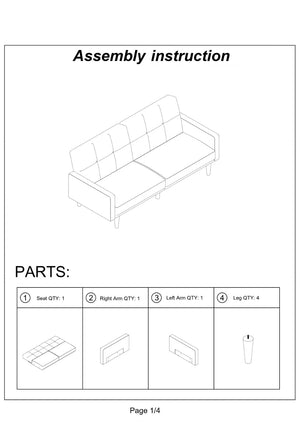 English Elm Transitional Tufted Convertible Sofa with Storage Linen Polyfiber Wooden Legs Guest Room Navy HS00F8509-ID-AHD