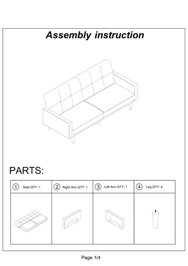 English Elm Transitional Tufted Convertible Sofa with Storage Linen Polyfiber Wooden Legs Guest Room Navy HS00F8509-ID-AHD