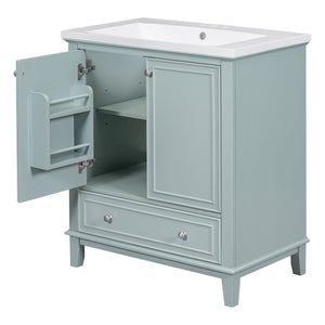 English Elm 30" Stylish Bathroom Vanity With Green Sink Combo, Smart Storage & Durable Design For Modern Homes SY999606AAC-6