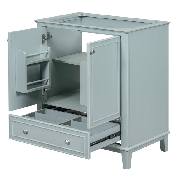 English Elm 30" Bathroom Vanity Base Only Modern Freestanding Cabinet with Doors Drawer Solid Wood MDF Frame, Paint Finish Green WF306250AAC
