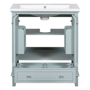 English Elm 30" Stylish Bathroom Vanity With Green Sink Combo, Smart Storage & Durable Design For Modern Homes SY999606AAC-6