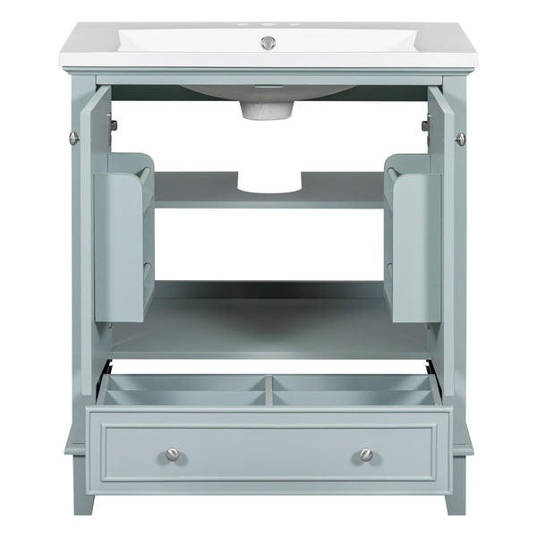 English Elm 30" Stylish Bathroom Vanity With Green Sink Combo, Smart Storage & Durable Design For Modern Homes SY999606AAC-6