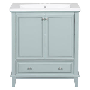 English Elm 30" Stylish Bathroom Vanity With Green Sink Combo, Smart Storage & Durable Design For Modern Homes SY999606AAC-6