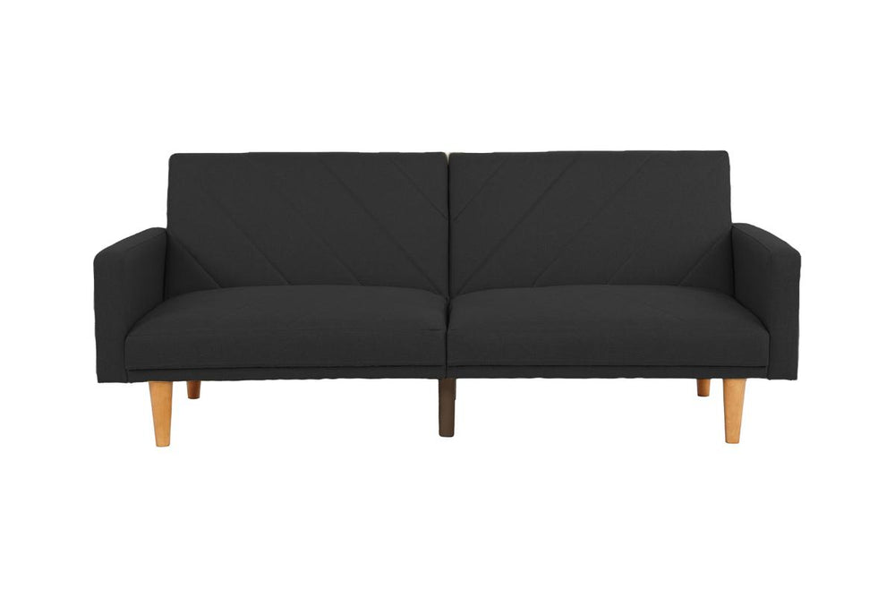 English Elm Modern Adjustable Sofa Convertible Bed Linen-Like Fabric Plywood Frame Wooden Legs Contemporary Guest Room Seating 80" Black 37 L x 46 W x 15 H HS00F8504-ID-AHD