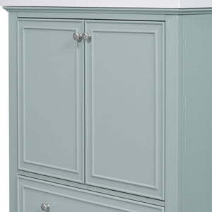 English Elm 30" Bathroom Vanity Base Only Modern Freestanding Cabinet with Doors Drawer Solid Wood MDF Frame, Paint Finish Green WF306250AAC