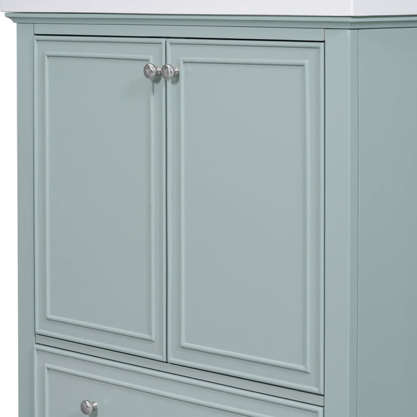 English Elm 30" Bathroom Vanity Base Only Modern Freestanding Cabinet with Doors Drawer Solid Wood MDF Frame, Paint Finish Green WF306250AAC