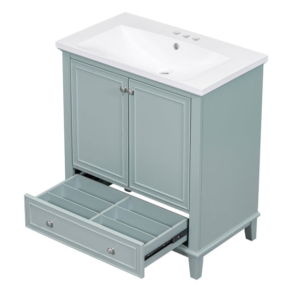 English Elm 30" Stylish Bathroom Vanity With Green Sink Combo, Smart Storage & Durable Design For Modern Homes SY999606AAC-6