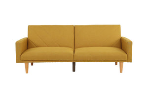 English Elm Modern Adjustable Sofa Convertible Bed Linen-Like Fabric Plywood Frame Wooden Legs Contemporary Guest Room Seating 80" Mustard 37 L x 46 W x 15 H HS00F8505-ID-AHD