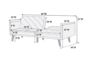 English Elm Modern Adjustable Sofa Convertible Bed Linen-Like Fabric Plywood Frame Wooden Legs Contemporary Guest Room Seating 80" Mustard 37 L x 46 W x 15 H HS00F8505-ID-AHD