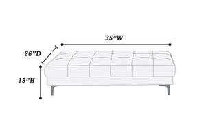 English Elm Black Extra Large Bonded Leather Ottoman 66"x33"x17" Cube Pattern Faux Leather Seating with Metal Legs, 1pc - Modern Sectional Accent Piece HSESF00F7228