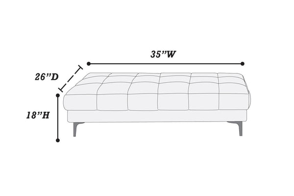 English Elm Black Extra Large Bonded Leather Ottoman 66"x33"x17" Cube Pattern Faux Leather Seating with Metal Legs, 1pc - Modern Sectional Accent Piece HSESF00F7228