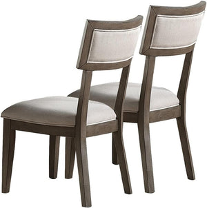 English Elm Contemporary Solid Wood Dining Chairs Set of 2 with Cream Cushions, Elegant Veneer Pillar Design HSESF00F1834