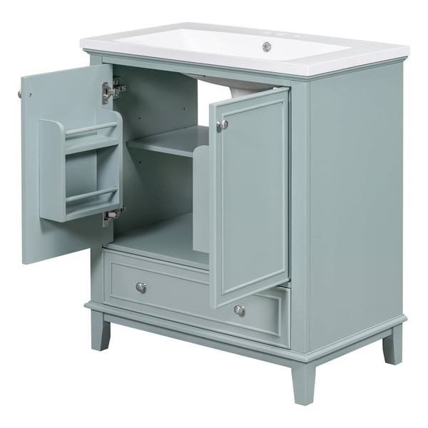 English Elm 30" Stylish Bathroom Vanity With Green Sink Combo, Smart Storage & Durable Design For Modern Homes SY999606AAC-6