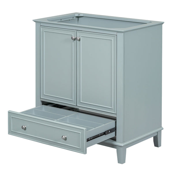 English Elm 30" Bathroom Vanity Base Only Modern Freestanding Cabinet with Doors Drawer Solid Wood MDF Frame, Paint Finish Green WF306250AAC