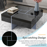 Hearth and Haven On-Trend Unique Design Coffee Table with 4 Hidden Storage Compartments, Square Cocktail Table with Extendable Sliding Tabletop, Uv High-Gloss Design Center Table For Living Room, 31.5"X 31.5" WF305182AAB