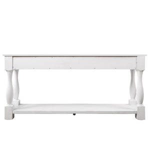 English Elm 63inch Solid Pine Console Table with 3 Drawers Mid-century Modern Entryway Storage Antique White W1202114029