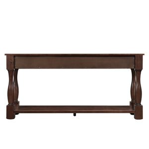 English Elm 63inch Solid Pine Console Table with 3 Drawers Mid-century Modern Entryway Storage Espresso W1202114034