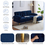 English Elm 83" Modern Sectional Sofas Couches Velvet L Shaped Couches For Living Room, Bedroom, Blue