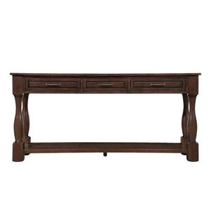 English Elm 63inch Solid Pine Console Table with 3 Drawers Mid-century Modern Entryway Storage Espresso W1202114034