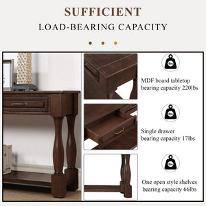 English Elm 63inch Solid Pine Console Table with 3 Drawers Mid-century Modern Entryway Storage Espresso W1202114034