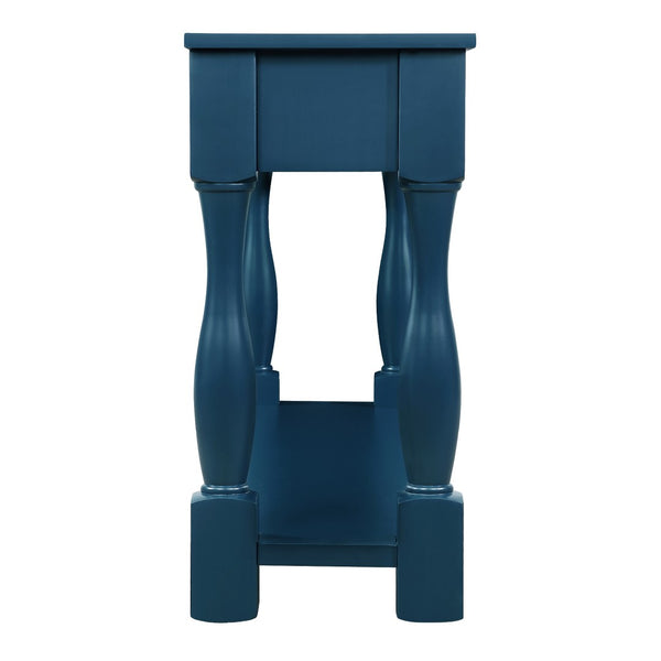 English Elm 63inch Solid Pine Console Table with 3 Drawers Mid-century Modern Entryway Storage Navy Blue W1202114032