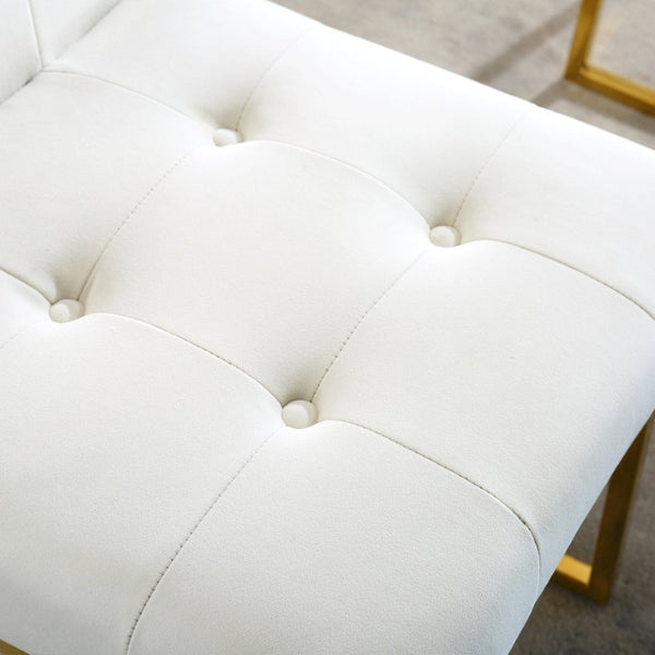 English Elm Modern Tufted Linen Dining Chairs with Gold Stainless Sled Base Glam Set of 2 Beige W1241122219