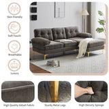 English Elm 83" Modern Sectional Sofas Couches Velvet L Shaped Couches For Living Room, Bedroom, Brown