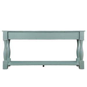 English Elm 63inch Solid Pine Console Table with 3 Drawers Mid-century Modern Entryway Storage Retro Blue W1202114031