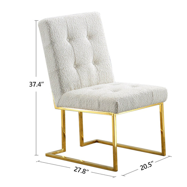 English Elm Modern Tufted Linen Dining Chairs with Gold Stainless Sled Base Glam Set of 2 W1241122217