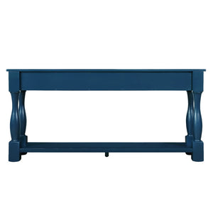 English Elm 63inch Solid Pine Console Table with 3 Drawers Mid-century Modern Entryway Storage Navy Blue W1202114032