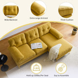 English Elm 83" Modern Sectional Sofas Couches Velvet L-Shaped Couches For Living Room, Bedroom, Yellow