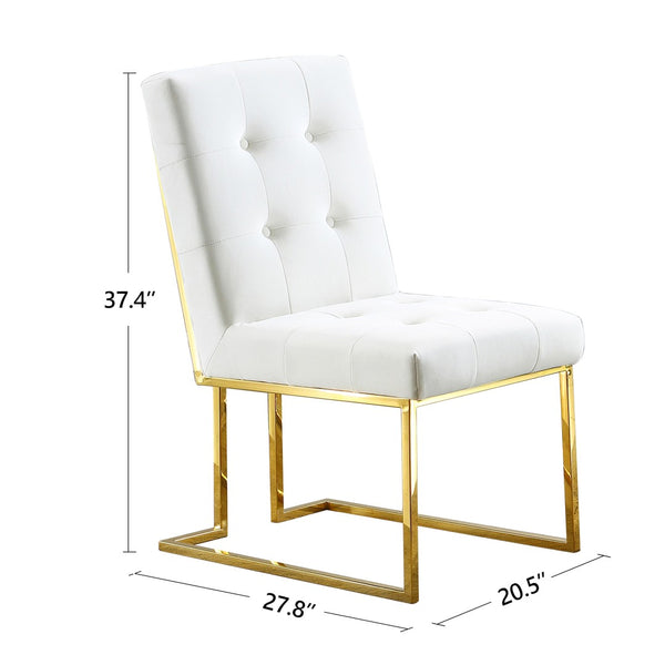English Elm Modern Tufted Linen Dining Chairs with Gold Stainless Sled Base Glam Set of 2 Beige W1241122219