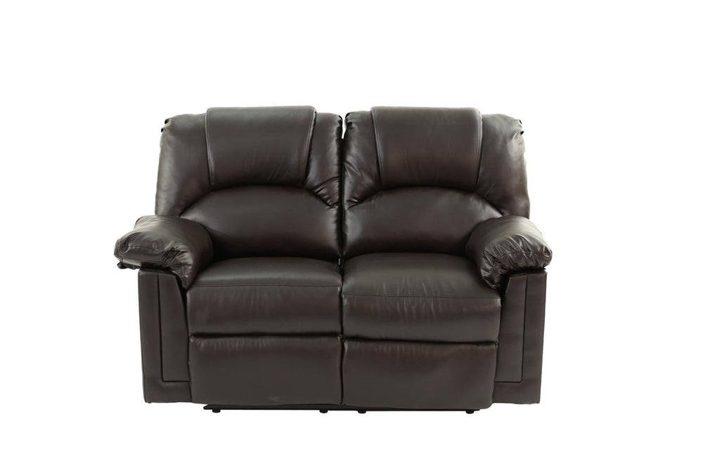 English Elm Motion Brown Bonded Leather Loveseat 60"L x 38"W Contemporary Reclining Couch with Pine Frame and Metal Mechanism HS00F6674-ID-AHD